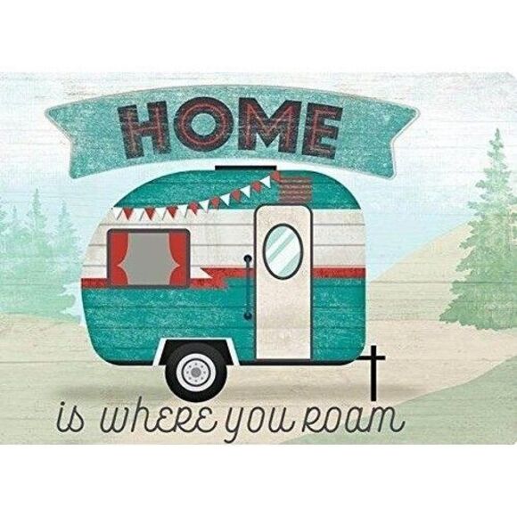 Home Is Where You Roam 2pc Reversible Placemats Retro Camping Trailer Plastic - Picture 2 of 3